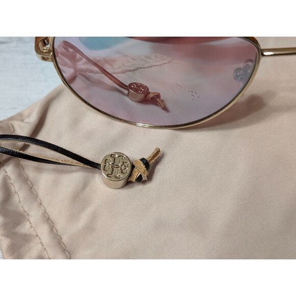 Tory Burch TY6070 Rose Gold Aviator Sunglasses – Complete Set with Case & Cloth - Picture 7 of 8